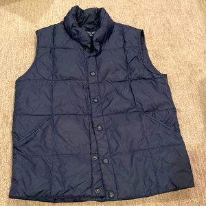 Land’s End navy blue down feather puffer vest, Sz M (10-12)